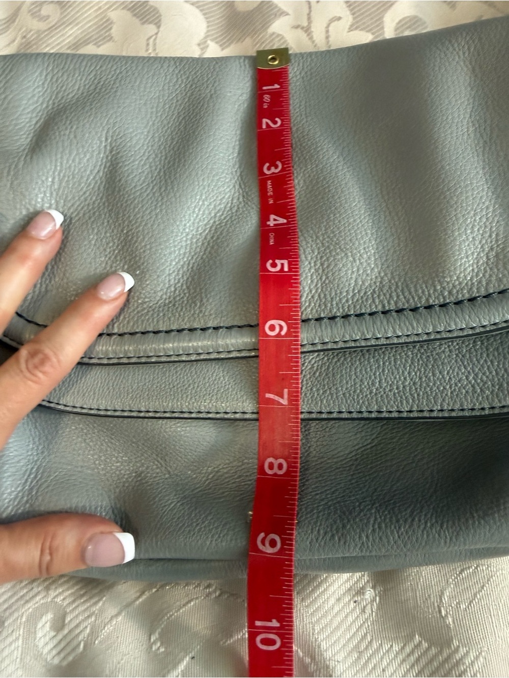 Fossil Peyton Double Flap Gray Leather Crossbody Shoulder Signature Key Charm - Picture 8 of 15
